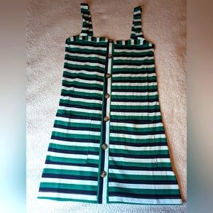 Olivaceous Green and Black Striped Mini Dress